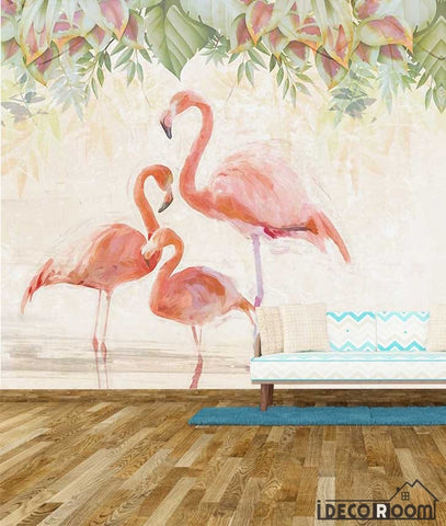 Image of Beautiful flamingo flowers wallpaper wall murals IDCWP-HL-000029