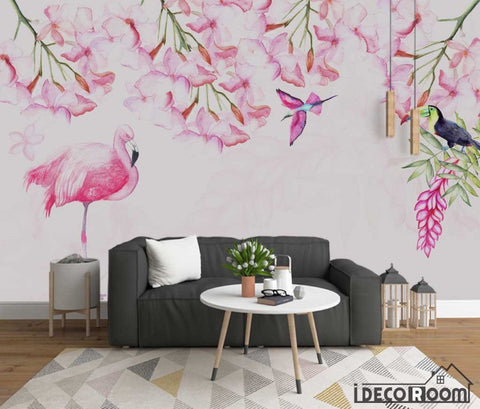 Image of Nordic minimalist flowers birds wallpaper wall murals IDCWP-HL-000031