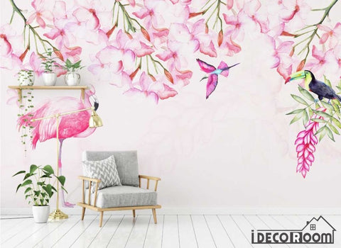 Image of Nordic minimalist flowers birds wallpaper wall murals IDCWP-HL-000031