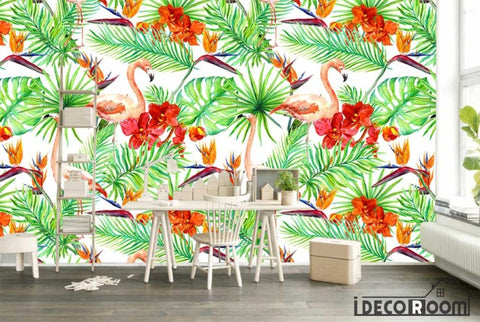 Image of Flamingo coco europe retro tropical wallpaper wall murals IDCWP-HL-000036