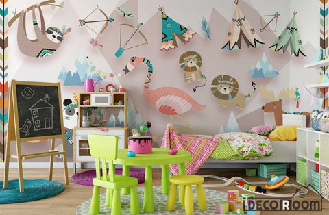 Image of Cute animal forest cartoon wallpaper wall murals IDCWP-HL-000039