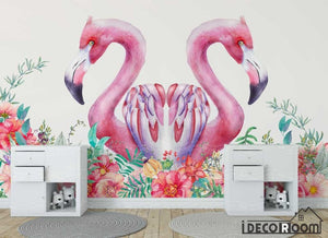 Nordic minimalist  flamingo floral wallpaper wall murals IDCWP-HL-000043