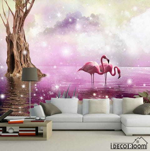 Image of Beautiful stylish flamingo trees creative wallpaper wall murals IDCWP-HL-000045