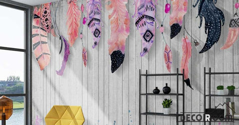 Image of Modern Scandinavian minimalist flamingo feather wallpaper wall murals IDCWP-HL-000051