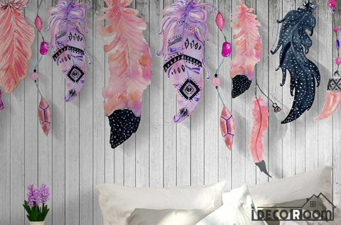 Image of Modern Scandinavian minimalist flamingo feather wallpaper wall murals IDCWP-HL-000051