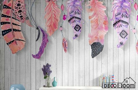 Image of Modern Scandinavian minimalist flamingo feather wallpaper wall murals IDCWP-HL-000051