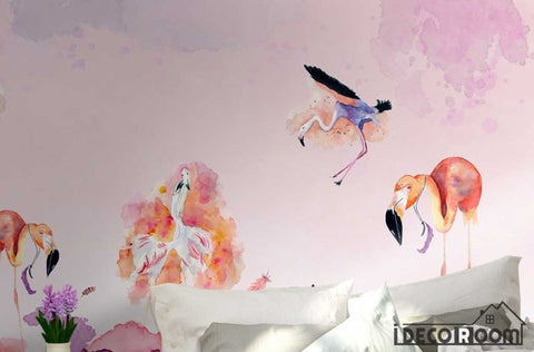 Image of Nordic minimalist abstract flamingo wallpaper wall murals IDCWP-HL-000052