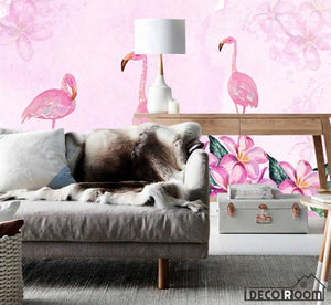 Nordic minimalist abstract flamingo floral wallpaper wall murals IDCWP-HL-000056