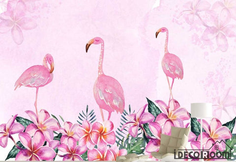 Image of Nordic minimalist abstract flamingo floral wallpaper wall murals IDCWP-HL-000056