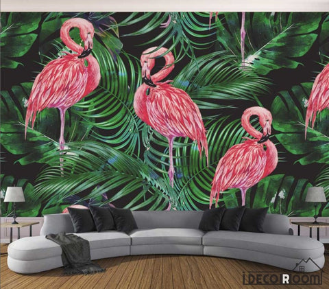 Image of Nordic style flamingos tropical plants wallpaper wall murals IDCWP-HL-000063