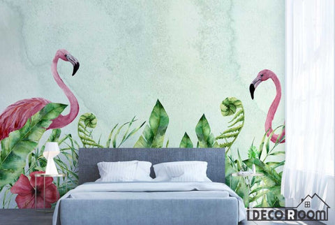 Image of European tropical flamingo plant leaves wallpaper wall murals IDCWP-HL-000064