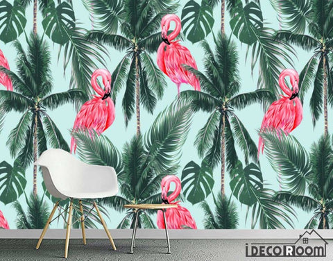 Image of Nordic abstract style flamingo coco decorative wallpaper wall murals IDCWP-HL-000071