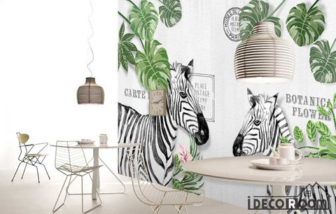 Image of Nordic zebra tree oil painting sofa wallpaper wall murals IDCWP-HL-000076