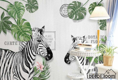 Image of Nordic zebra tree oil painting sofa wallpaper wall murals IDCWP-HL-000076