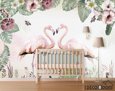 Image of Nordic flamingo indoor wallpaper wall murals IDCWP-HL-000080