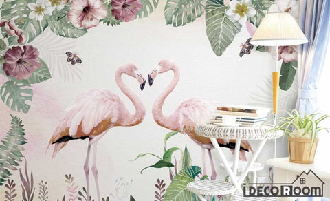 Image of Nordic flamingo indoor wallpaper wall murals IDCWP-HL-000080
