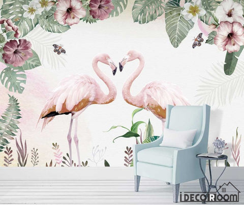 Image of Nordic flamingo indoor wallpaper wall murals IDCWP-HL-000080