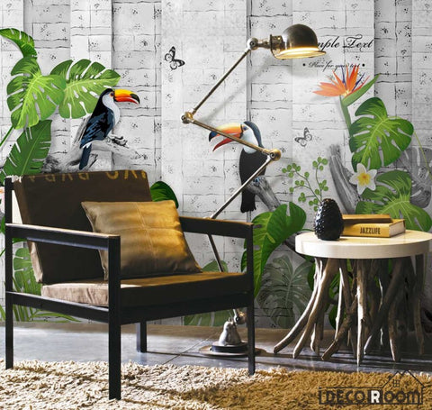 Image of 3D Toucan Tropical Forest wallpaper wall murals IDCWP-HL-000081