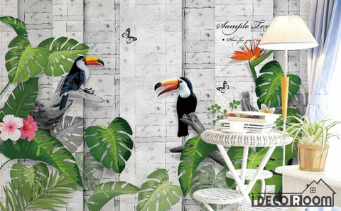 Image of 3D Toucan Tropical Forest wallpaper wall murals IDCWP-HL-000081