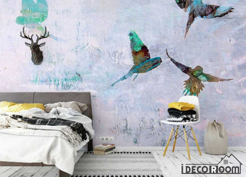 Image of Nordic abstract bird wallpaper wall murals IDCWP-HL-000090