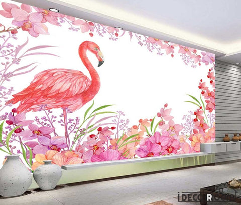 Image of modern Nordic flamingo wallpaper wall murals IDCWP-HL-000102
