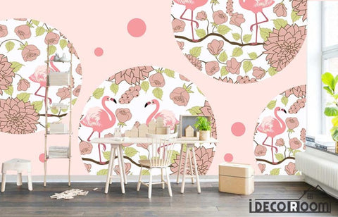 Image of minimalistic watercolor flamingo wallpaper wall murals IDCWP-HL-000103