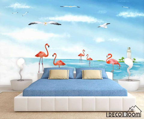 Image of Modern minimalist sea Flamingo wallpaper wall murals IDCWP-HL-000108