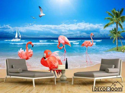 Image of Modern minimalist Mediterranean coco Flamingo wallpaper wall murals IDCWP-HL-000110