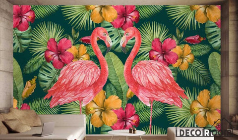 Image of Scandinavian tropical plant Flamingo wallpaper wall murals IDCWP-HL-000114