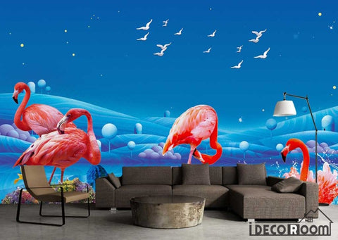 Image of Modern minimalist sea Flamingo wallpaper wall murals IDCWP-HL-000118