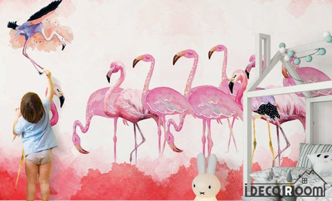 Image of Modern minimalist Flamingo Nordic wallpaper wall murals IDCWP-HL-000123