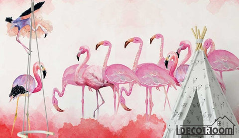 Image of Modern minimalist Flamingo Nordic wallpaper wall murals IDCWP-HL-000123