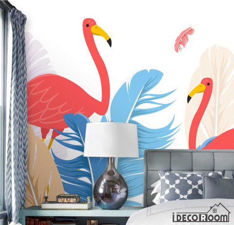 Image of Modern minimalist feather flamingo Nordic wallpaper wall murals IDCWP-HL-000124