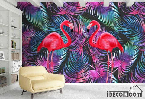 Image of Scandinavian tropical plant Flamingo wallpaper wall murals IDCWP-HL-000129