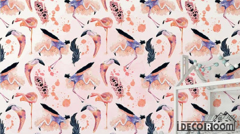 Image of Modern minimalist Flamingo Nordic wallpaper wall murals IDCWP-HL-000140