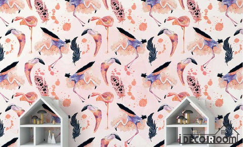 Image of Modern minimalist Flamingo Nordic wallpaper wall murals IDCWP-HL-000140