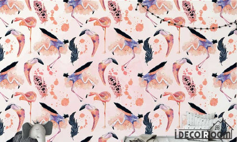 Image of Modern minimalist Flamingo Nordic wallpaper wall murals IDCWP-HL-000140