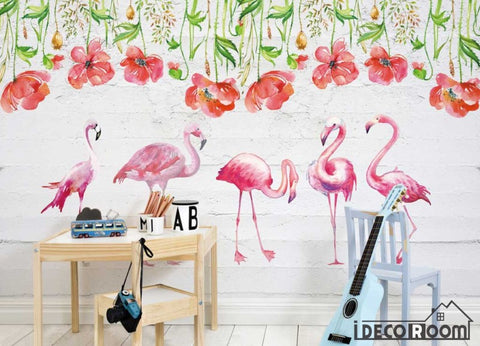 Image of Plant flower flamingo wallpaper wall murals IDCWP-HL-000145