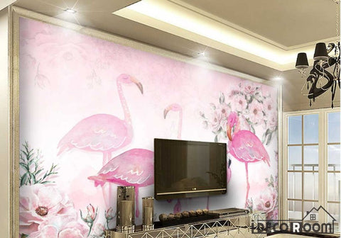 Image of Modern minimalist romantic rose flamingo wallpaper wall murals IDCWP-HL-000146
