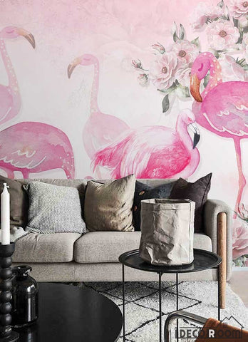 Image of Modern minimalist romantic rose flamingo wallpaper wall murals IDCWP-HL-000146