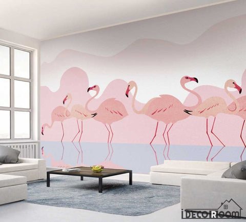Image of Modern minimalist romantic pink flamingo wallpaper wall murals IDCWP-HL-000155