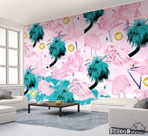 Image of Modern minimalist pink Flamingo Nordic wallpaper wall murals IDCWP-HL-000159