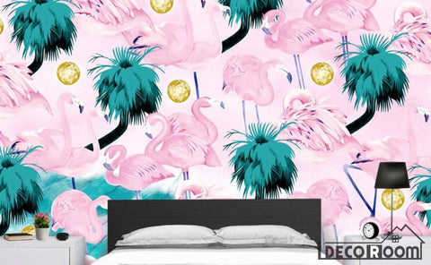 Image of Modern minimalist pink Flamingo Nordic wallpaper wall murals IDCWP-HL-000159