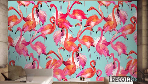 Image of Nordic flamingo wallpaper wall murals IDCWP-HL-000165