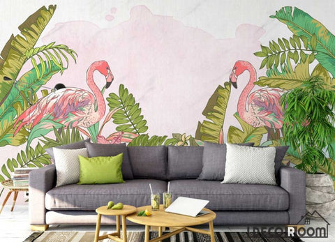 Image of Nordic wind tropical flamingo wallpaper wall murals IDCWP-HL-000170