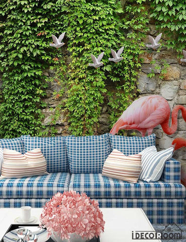 Image of 3D Rose Flamingo Sofa wallpaper wall murals IDCWP-HL-000173