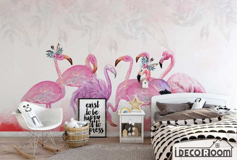 Image of Modern minimalist Flamingo Nordic wallpaper wall murals IDCWP-HL-000176