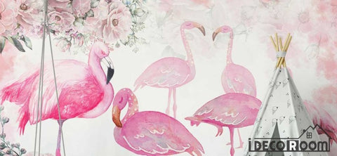 Image of Modern minimalist romantic rose flamingo wallpaper wall murals IDCWP-HL-000186