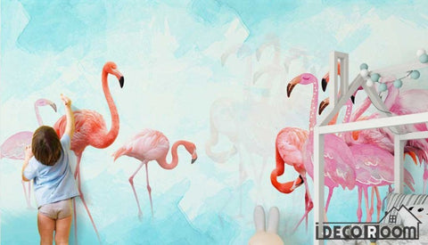 Image of Modern minimalist Flamingo Nordic wallpaper wall murals IDCWP-HL-000188