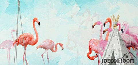 Image of Modern minimalist Flamingo Nordic wallpaper wall murals IDCWP-HL-000188